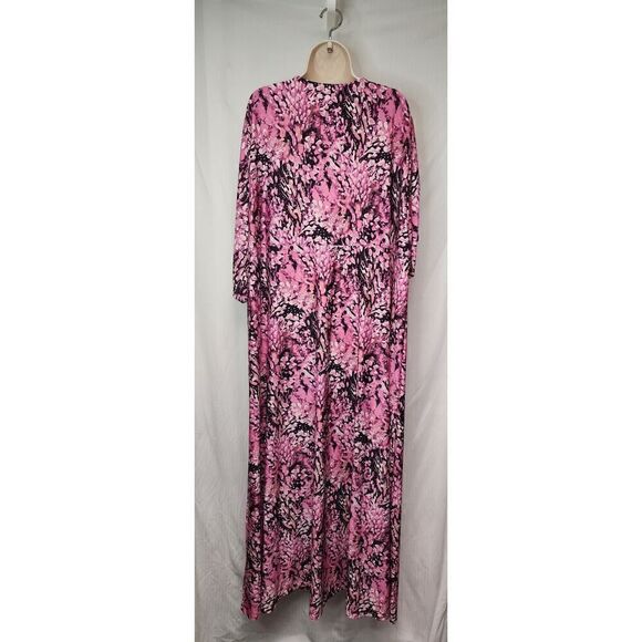 Ellos V-Neck Maxi Pink/Black Print Dress Size 1X - Picture 6 of 8